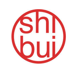 logo shibui  - lettres rouges sur fond blanc